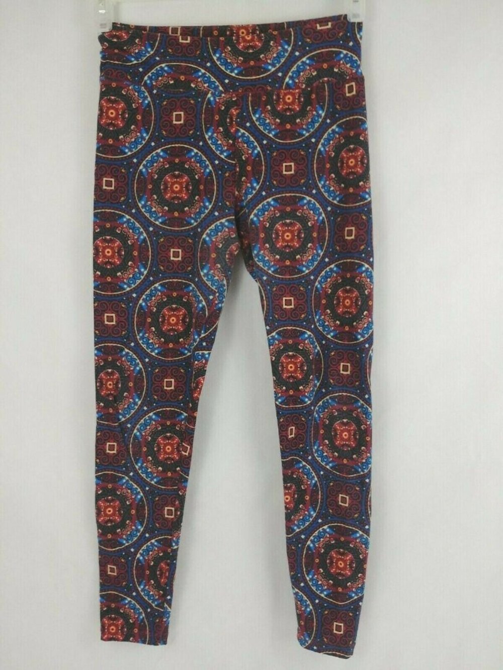 LuLaRoe One Size Leggings Blue, Orange, Red Geometric Circles Design